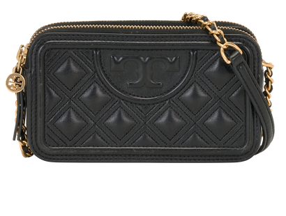 Mini Fleming Double Zip, &pound;120, Handbags, Black, Leather, Front view